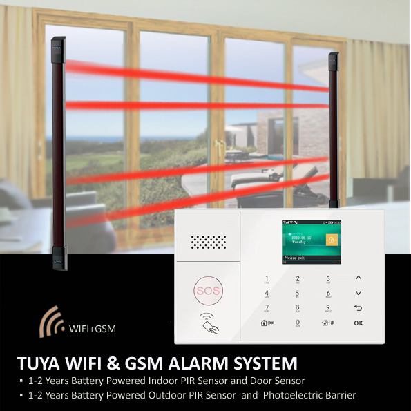 Home 433mhz wifi gsm 3g alarm sytsem with 3 5 year battery barrier gw2