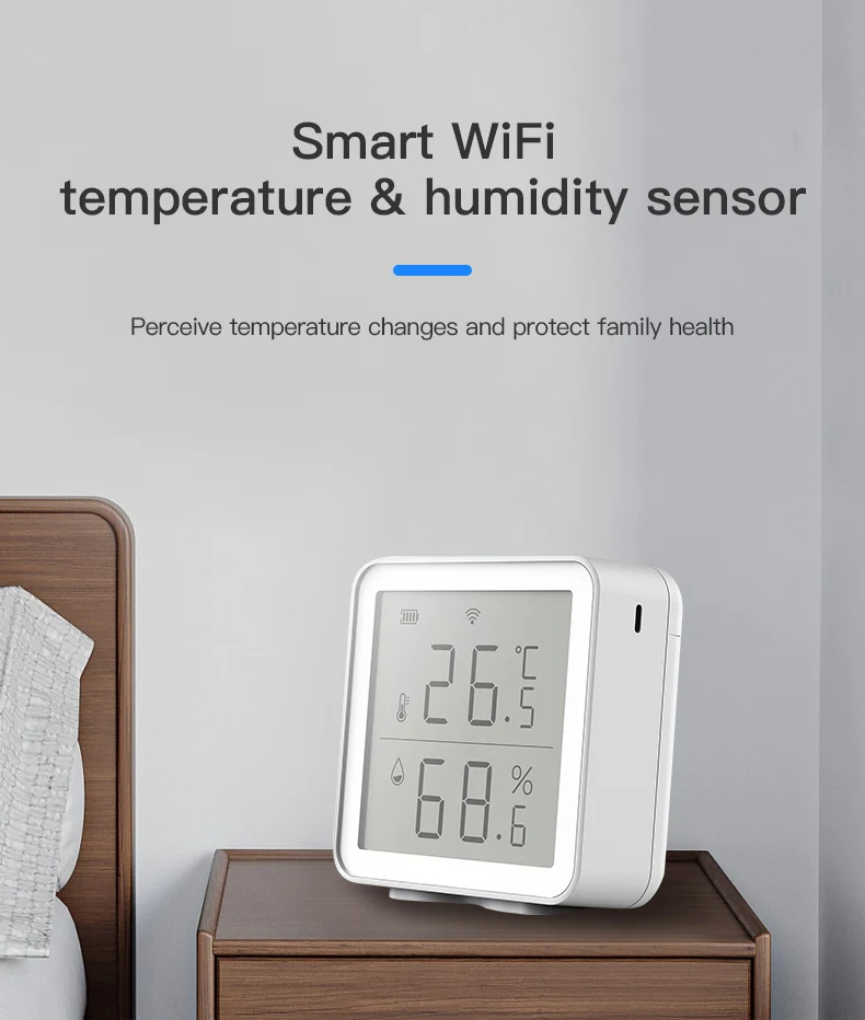 tuya smart wifi temperature and humidity sensor with lcd screen digital display