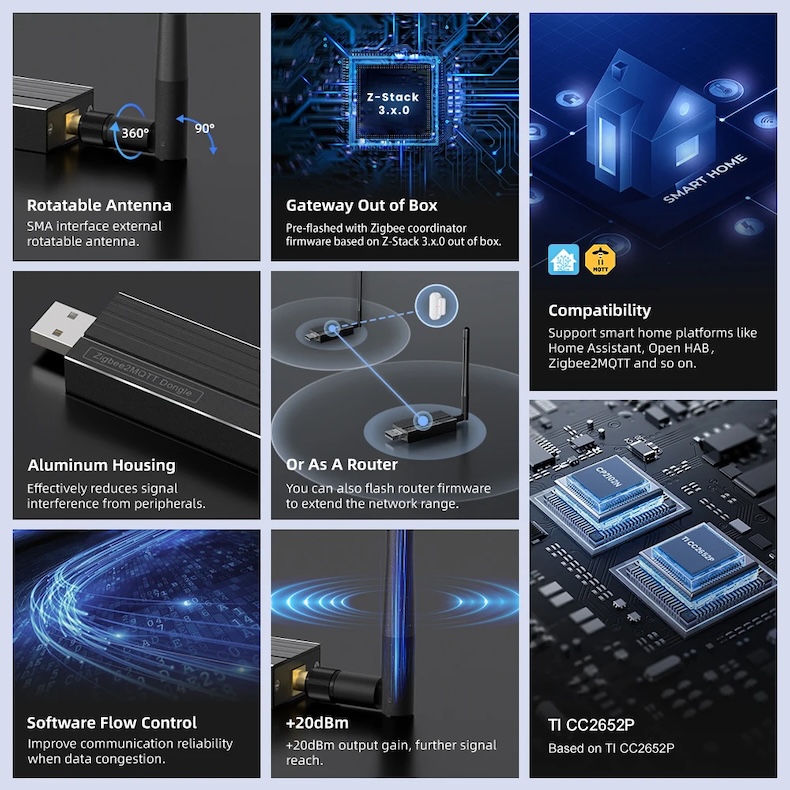 universal zigbee 3.0 usb dongle 400m range for home assistant & open‑source platforms