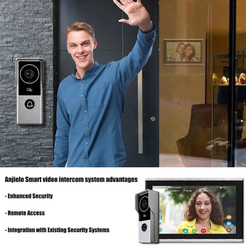 smart wired video intercom system 1080p doorbell with touch monitor & tuya app control