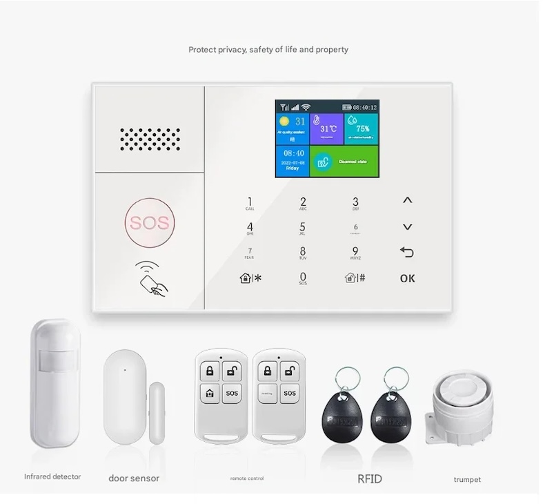 4g/wi fi wireless home alarm kit gw2