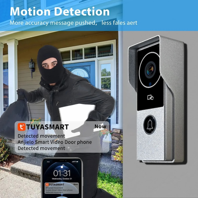 smart wired video intercom system 1080p doorbell with touch monitor & tuya app control