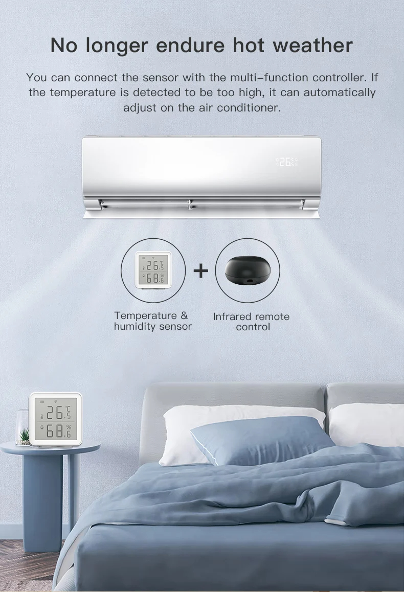 tuya smart wifi temperature and humidity sensor with lcd screen digital display