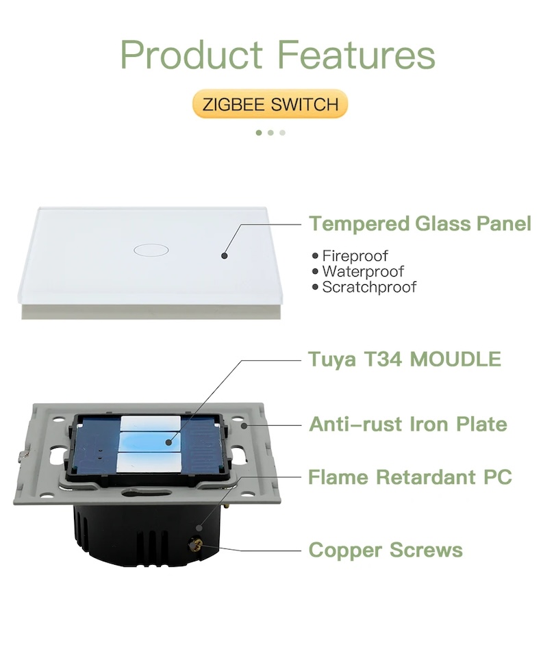 zigbee smart touch switch works with tuya/alexa/google home