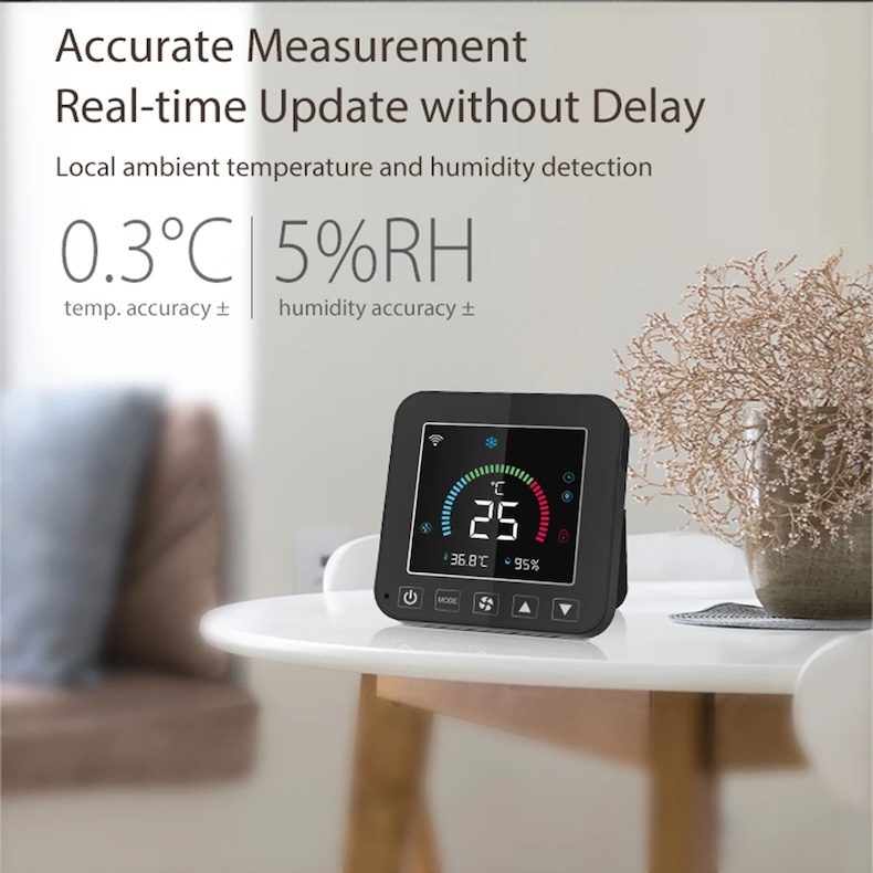 tuya wifi thermostat air conditioner ir temperature humidity lcd touch screen