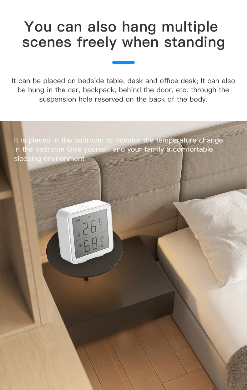 tuya smart wifi temperature and humidity sensor with lcd screen digital display