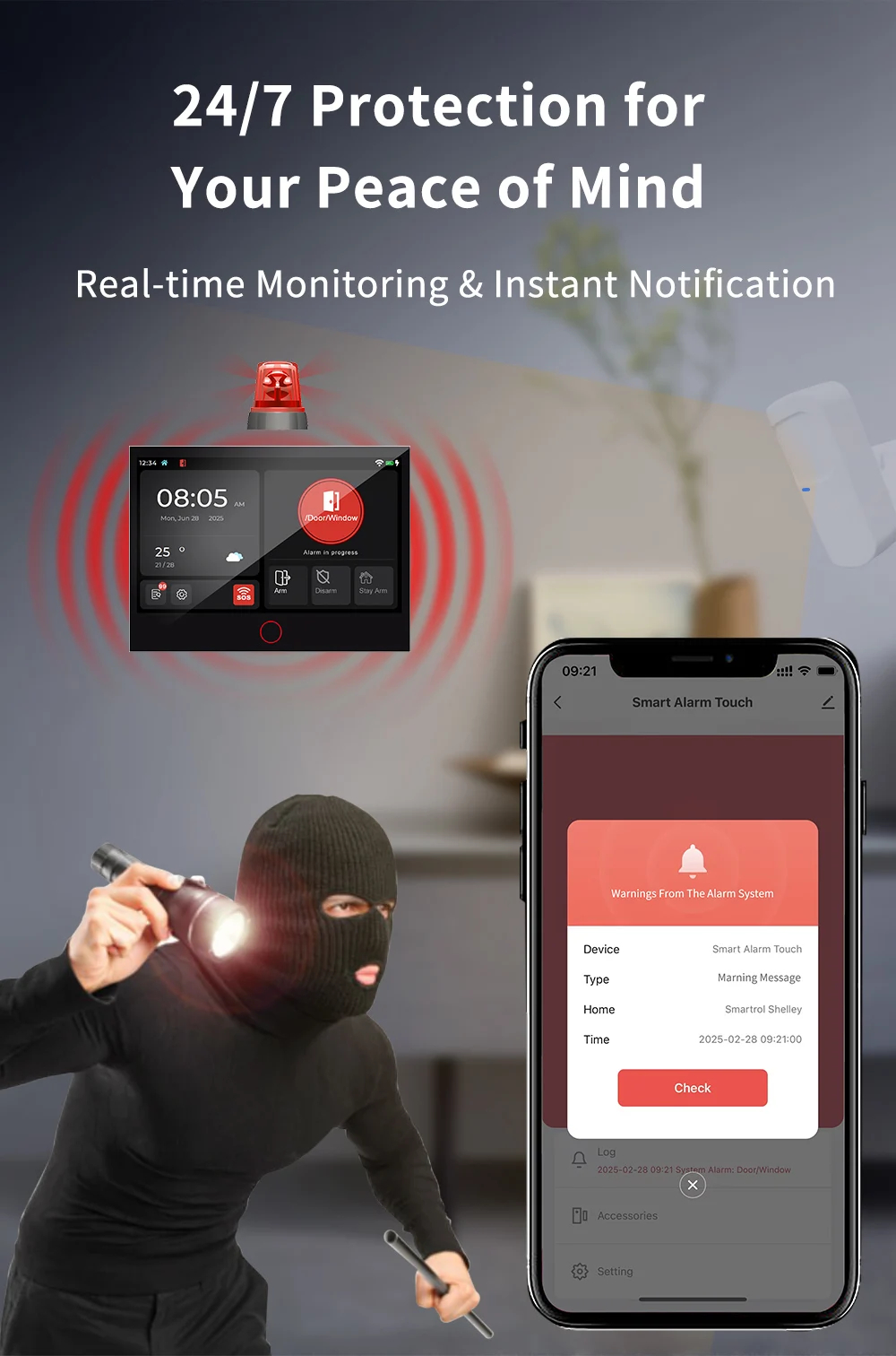 4g/wi fi wireless home alarm kit gw74
