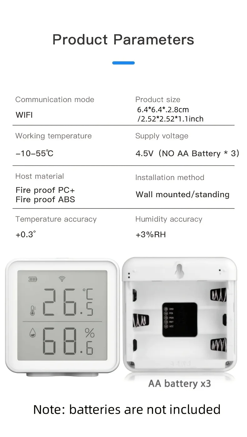 Tuya Smart WIFI Temperature and Humidity Sensor with LCD Screen Digital Display tuya smart wifi temperature and humidity sensor with lcd screen digital display