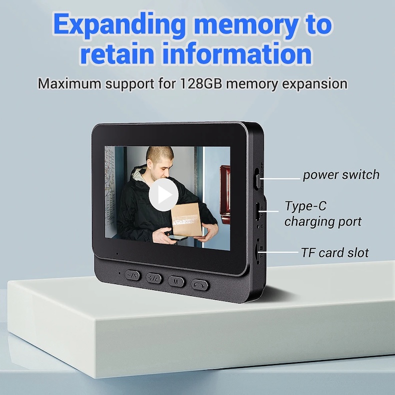 4.3‑inch wireless video doorbell 1080p camera ip66 waterproof