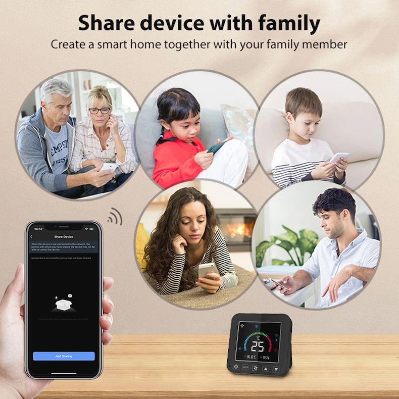 tuya wifi thermostat air conditioner ir temperature humidity lcd touch screen