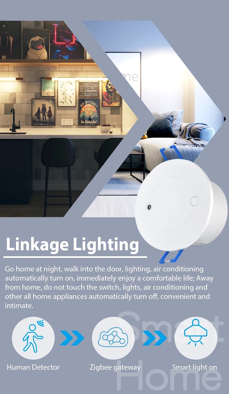 zigbee ceiling motion sensor 24ghz doppler radar 90° detection