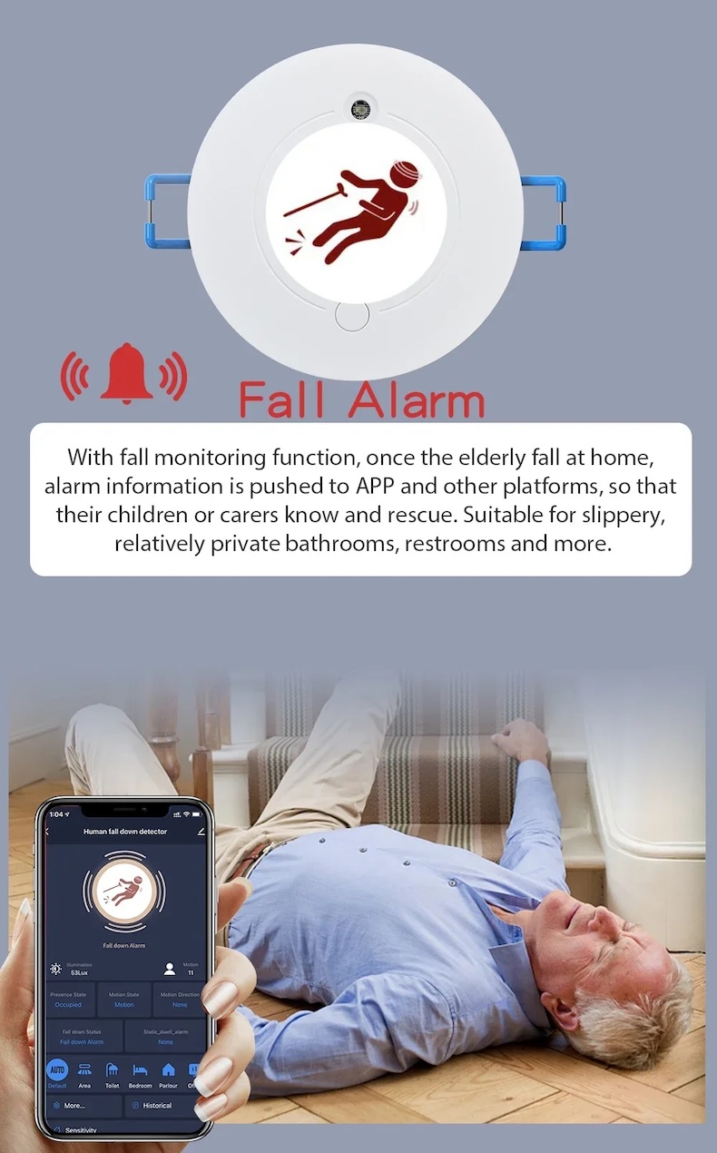 zigbee ceiling motion sensor 24ghz doppler radar 90° detection