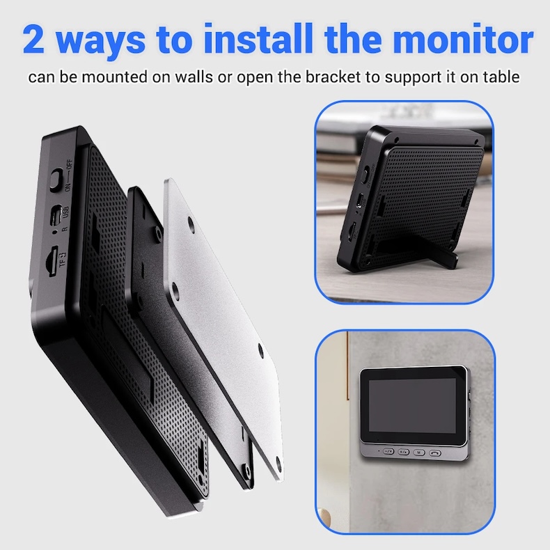 4.3‑inch wireless video doorbell 1080p camera ip66 waterproof