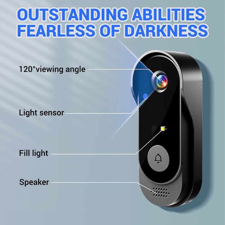 4.3‑inch wireless video doorbell 1080p camera ip66 waterproof