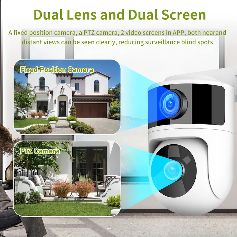 dual lens onvif waterproof outdoor wifi ip camera 8mp tuya smartlife app security camera surveillance cctv camera