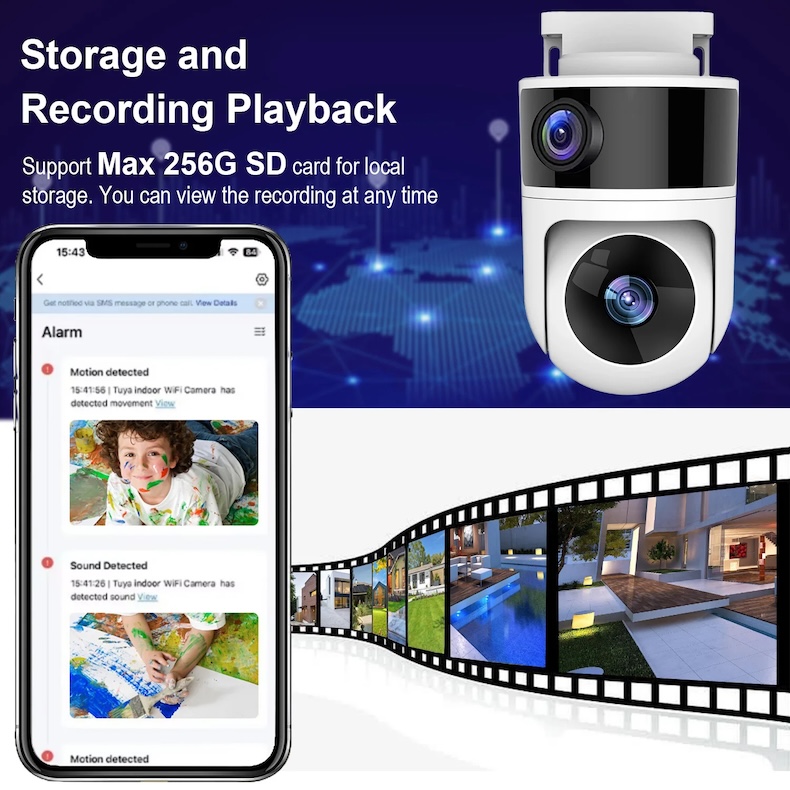 dual lens onvif waterproof outdoor wifi ip camera 8mp tuya smartlife app security camera surveillance cctv camera