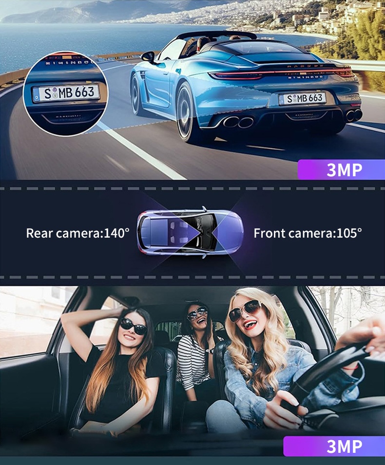 4g dual channel vehicle dash cam with gps tracking microwave radar detection