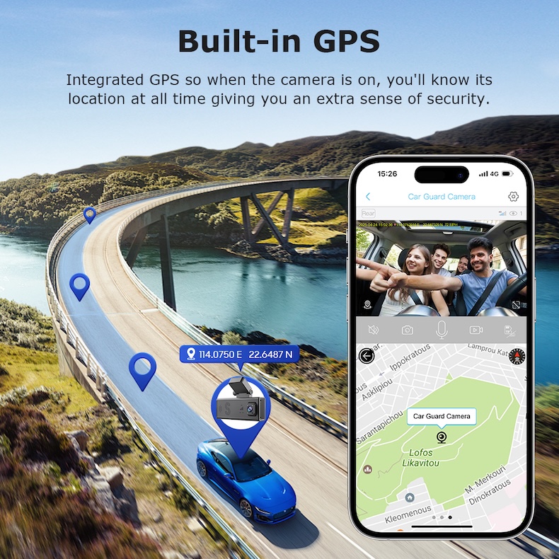 4g dual channel vehicle dash cam with gps tracking microwave radar detection (copy)