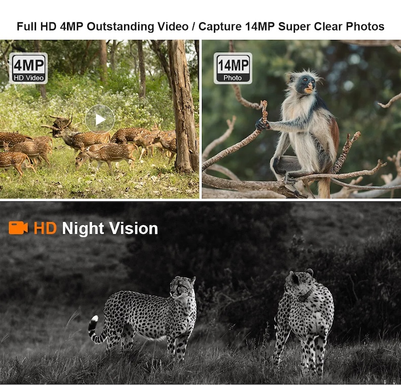 4g lte solar trail camera 4mp, 0.2s trigger, no glow ir, ip66, eu sim & cloud app (copy)