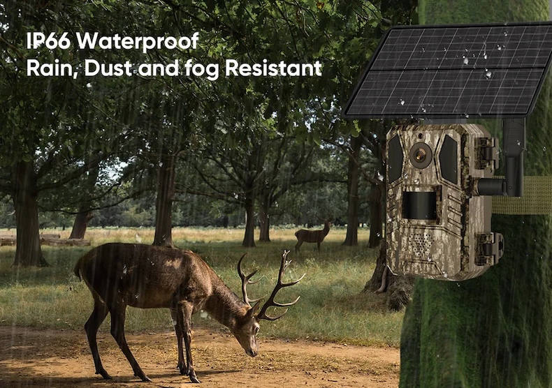 4g lte solar trail camera 4mp, 0.2s trigger, no glow ir, ip66, eu sim & cloud app (copy)