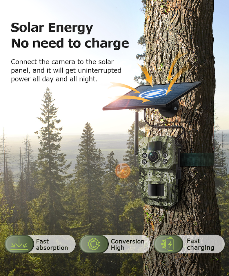 4g solar trail camera 14mp, 2k live video, ai detection, two way audio (copy)