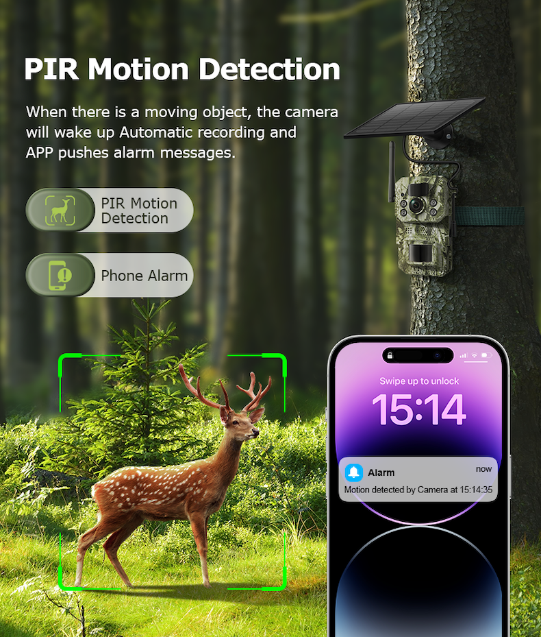4g solar trail camera 14mp, 2k live video, ai detection, two way audio (copy)