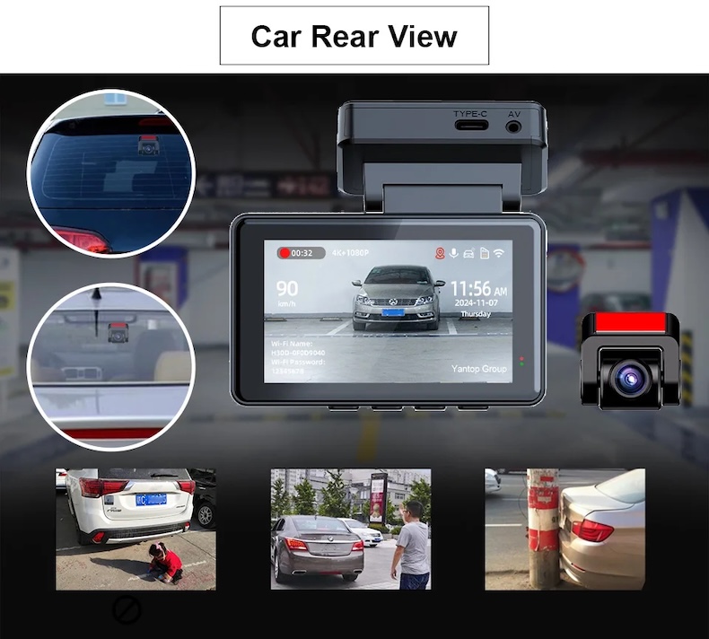 4k dual dash cam – sony imx678pl gps wi‑fi 1080p rear camera & night vision