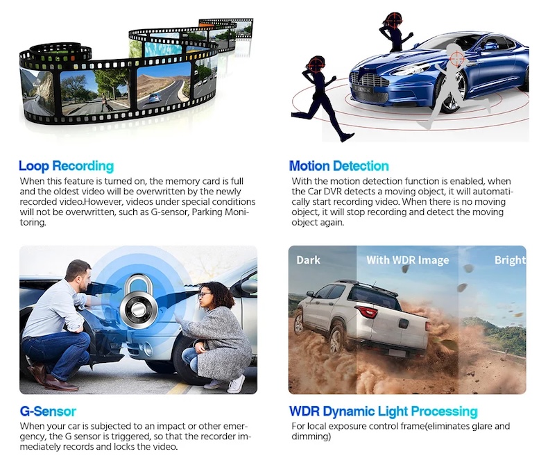 4k dual dash cam – sony imx678pl gps wi‑fi 1080p rear camera & night vision