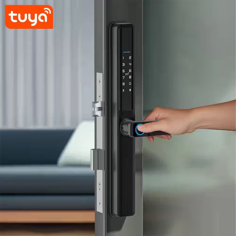 smart fingerprint door lock with wifi/bluetooth, nfc & ip66 rating f5