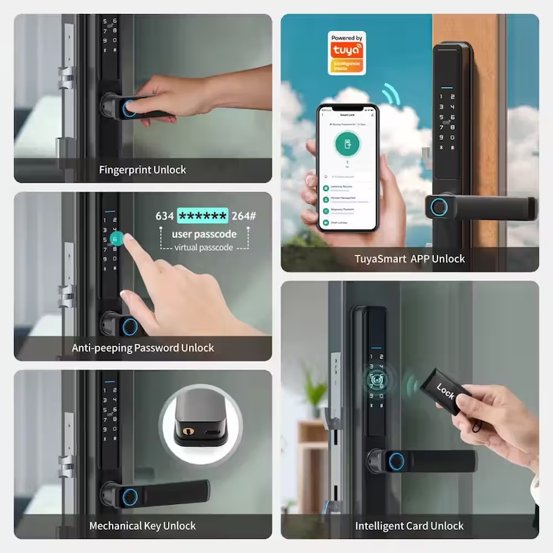smart fingerprint door lock with wifi/bluetooth, nfc & ip66 rating f5