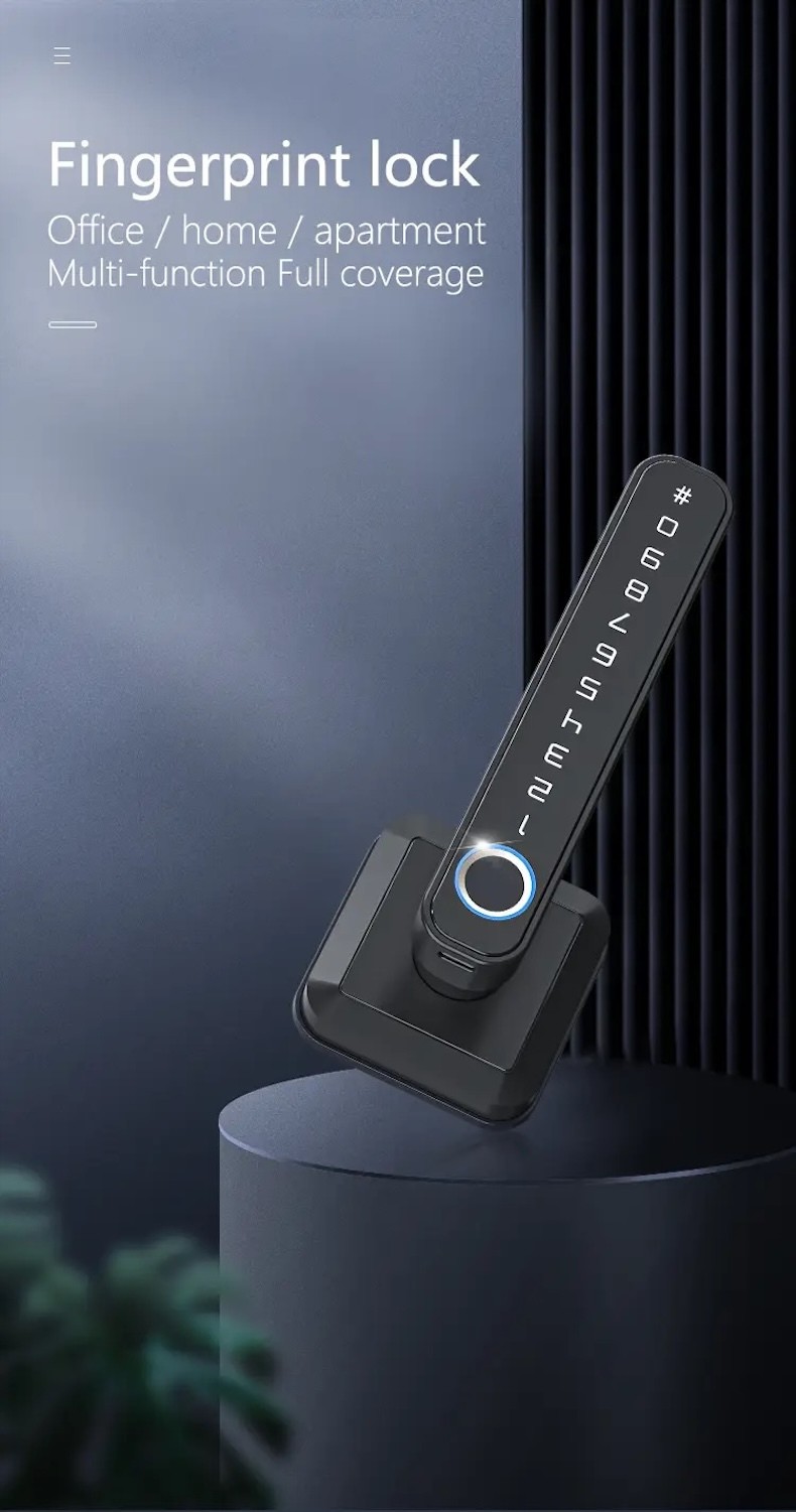 tuya smart handle lock with password & fingerprint access t3