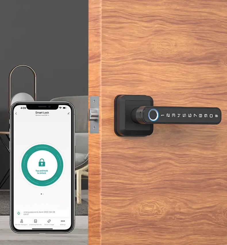 tuya smart handle lock with password & fingerprint access t3