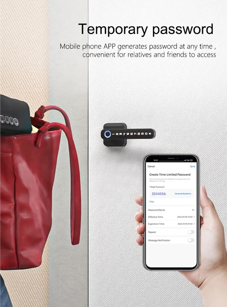 tuya smart handle lock with password & fingerprint access t3
