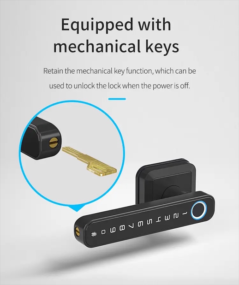 tuya smart handle lock with password & fingerprint access t3