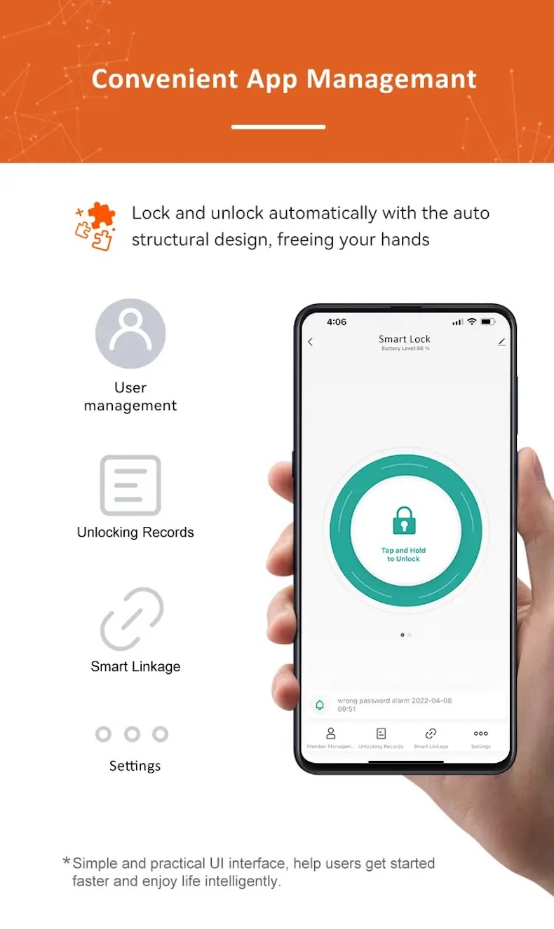tuya smart handle lock with password & fingerprint access t3