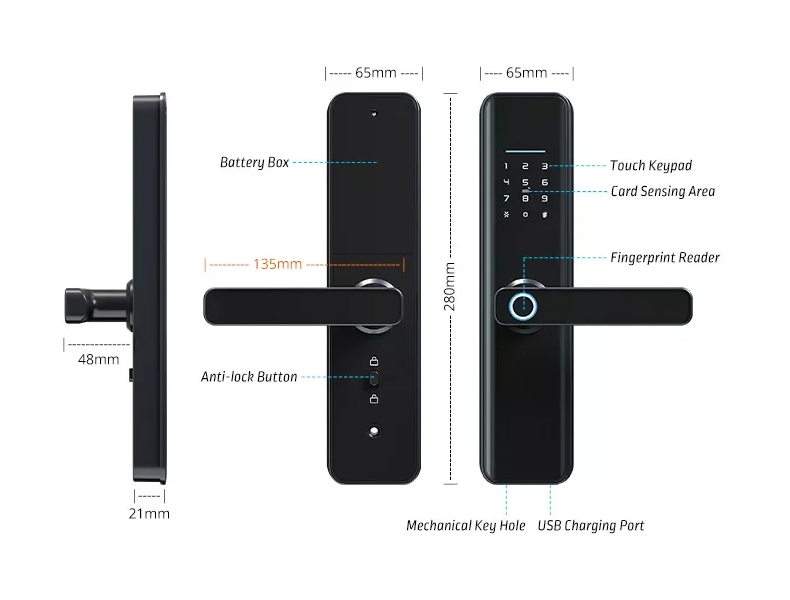 mute smart lock with ultra fast fingerprint & multi user access x6